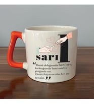 Sarıl Baskılı Turuncu Kulplu D Kupa