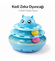 Hacıyatmaz Kedi Oyuncağı 3 Katlı Toplu Zeka Oyuncağı 20x21 cm – Devrilmez Interaktif Oyuncağı