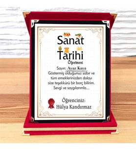 Sanat Tarihi Öğretmenine Plaket (STD)