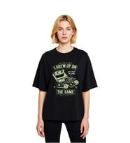 Retro Oyun Nostaljisi Baskılı Kadın Oversize Tişört