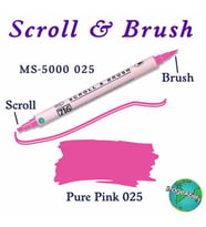 Zig Scroll & Brush Çift Çizgi ve Fırça Uçlu Kaligrafi ve Gölgeleme Kalemi 025 Pure Pink 
