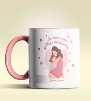 Kişiye Özel Sarılmalara Doyamadığım Tasarımlı Pembe Kupa Bardak (Pembe)