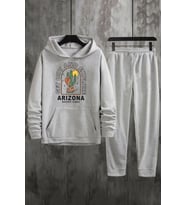 Unisex Arizona Baskılı Eşofman Takımı (Gri)