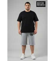 Büyük Beden Erkek N Baskılı Şort Rahat Kalıp Basic Penye 3XL-6XL SPR26BSR591-19
