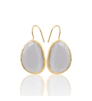Kadir Jewellery 22 Ayar Altın Kaplama Fosil Taşlı Küpe -El İşçiliği Ve Hipoalerjenik Küpe
