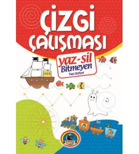 Yaz-Sil Çizgi Çalışması Bitmeyen Yazı Defteri+Tahta Kalm