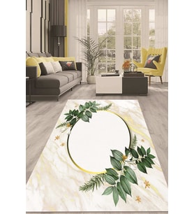 Dijital Kaymaz Taban Yıkanabilir Modern Renkli Salon Halısı Mutfak Halısı Yolluk ND-HT-719 (Yeşil)