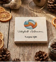 Kişiye Özel Voleybol Antrenörü Bardak Altlığı  Hediyesi (Krem)
