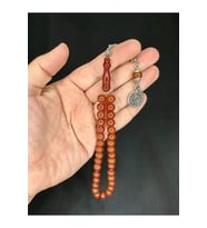 SEVGİLİYE ÖZEL HEDİYE ÇUBUK KEHRİBAR TESBİH KAHVERENGİ RENK KÜRE KESİM 8 MM H-1532. (Çok Renkli)