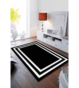 Siyah Çerçeveli Kaymaz Taban Makinede Yıkanabilir Halı RV097 - 100 x 160 cm