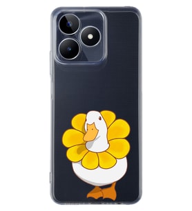 Realme C53 Uyumlu Tatlı Ördek Desenli Şeffaf Telefon Kılıfı
