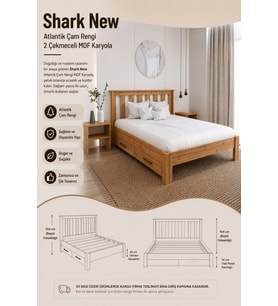 Shark New 2 Çekmeceli Çift Kişilik MDF Karyola