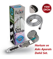 Relax Shower Multy Üç Fonksiyonlu, Açma-kapama Ayarlı Nano Filtreli Mineralli Tasarruflu Duş Başlığı / Hortum ve Askı Aparatı SET