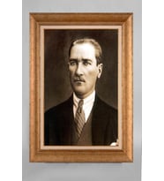 EV İŞYERİ OFİS İÇİN ALTIN ÇERÇEVELİ PASPARTULU ATATÜRK TABLO S642
