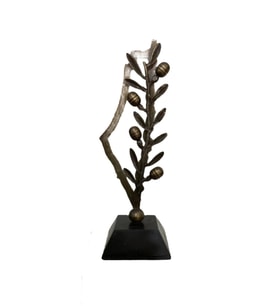 Filistin Dekor Haritası Üzerinde Zeytin Dalı M00007 (Bronz)