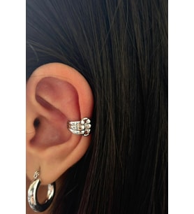 Çoklu Görünüm Sıkıştırmalı Earcuff Kıkırdak Kadın Çelik Küpe Gümüş Kararmaz Renk Atmaz