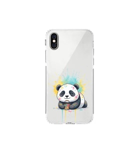 iPhone X ile Uyumlu Splash Panda Tasarımlı Şeffaf Silikon Kılıf