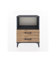 Arges Komodin Tek Raflı 2 Çekmeceli 60x30x80 Antrasit-Çam