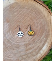 Miyuki Boncuk El Yapımı Kurukafa Balkabağı Küpe Halloween Cadılar Bayramı