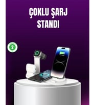 15W Hızlı Şarj Destekli 4’ü 1 Arada Kablosuz Şarj İstasyonu