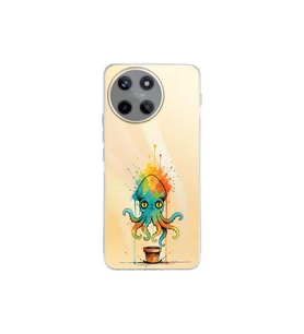 Realme 11 ile uyumlu Splash ahtapot tasarımlı şeffaf silikon kılıf
