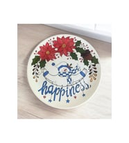 Çini, El boyaması, Dekoratif Duvar Tabağı, Happiness - Mutluluk Duvar Tabağı, 25 cm (Çok Renkli)