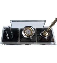 Kristal Masaüstü Kalemli isimlik - Ofis Makam Hediyesi M553 FUME GOLD Masa İsimliği