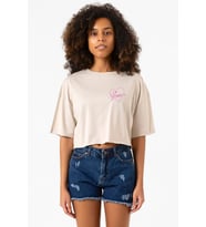 Blackpink Jisoo Signature Bej Kadın Crop Tshirt