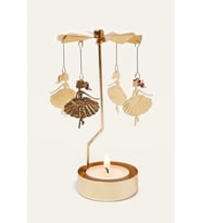 Dönen Mumluk Balerin Figürlü Altın Metal Tealight Mum Tutucu Dekoratif Hediye 15 cm