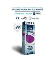 Musk KF94 Kore Tipi FFP2 Maske Mor Renk 10 Adet