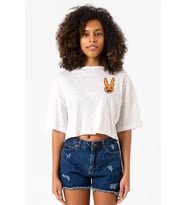 Bad Bunny Halloween Beyaz Kırçıllı Kadın Crop Tshirt