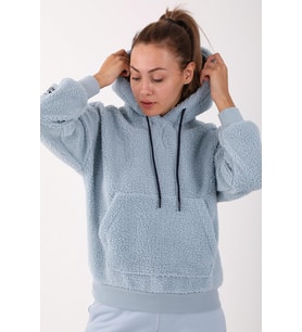 Maraton Comfort Kadın Kapüşonlu Sisli Mavi Sweatshirt