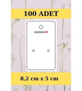 Handmade- Dikey 100 Adet Küpe Kartı - Takı Kartı - Paketleme Kartı - Bujiteri  (Pembe)