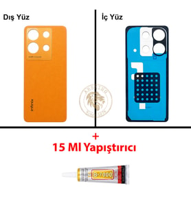 Infinix Note 30 Turuncu Uyumlu Arka Kapak + B7000 Yapıştırıcı Arka Cam Batarya Pil Kapağı Back Cover