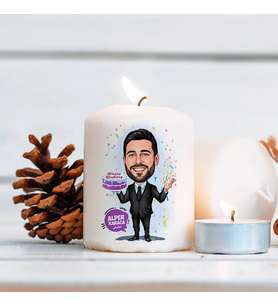 Kişiye Özel Doğum Günü Olan Erkek Karikatürlü Mum
