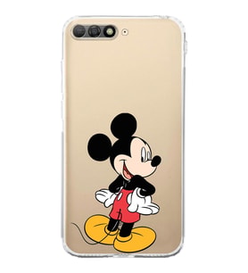 Huawei Y6 2018  Kamera korumalı Kapak Mickey Mouse Tasarımlı  Şeffaf Kılıf