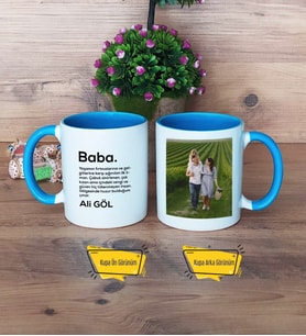 Baba Kupa Bardak Mavi Fotoğraflı Babalar Günü Hediyesi