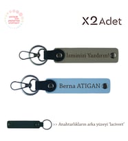 Kankaya 14 Şubat Hediyesi, İsim & Soyisim Yazılı 2’li Anahtarlık Seti, Kül Gri-Gök Mavi-Lacivert