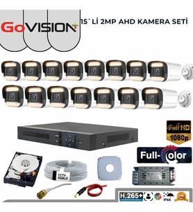15’Lİ 2MP FULL COLOR 3.6MM LENS 1080P FULLHD WARMLED AHD DIŞ MEKAN SETİ