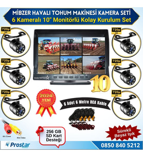 6 Kameralı Mibzer için 10 inç Monitör Altıya Bölen Kayıtlı 256 Gb Sd Kart Destekli (Siyah)