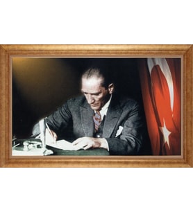 EV İŞYERİ OFİS İÇİN ALTIN ÇERÇEVELİ PASPARTULU TABLO S21