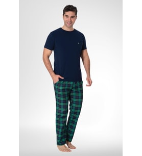 Mecit 2907 Lacivert Ekoseli Erkek Büyük Beden Pijama Takımı