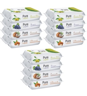 Pure Baby Wipes Islak Havlu Mendil 50 Yaprak 12 Li Set (600 Yaprak) (Meyveli)