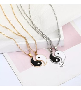 Kişiye Özel 925 Ayar Gümüş Çift Yin Yang Kolye (Gümüş)