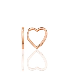 Gümüş rose özel tasarım 16 mm kalp küpe SGTL12283ROSE