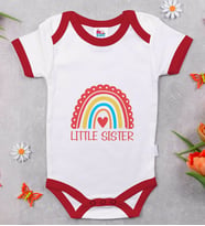 BK Kids Little Sister Tasarımlı Kırmızı Bebek Body Zıbın-1