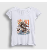 Presmono Kadın Beyaz Sushi Dragon Ejderha T-Shirt 354398tt (Beyaz)