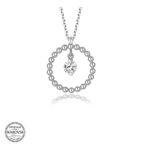 Swarovski Taşlı Gümüş Çember Tektaş Bayan Kolye