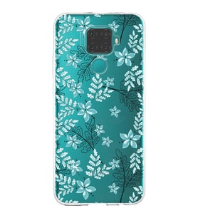 Huawei Mate 30 Lite Uyumlu Kapak Floral Su Yeşili Tasarımlı Şeffaf Silikon Kılıf