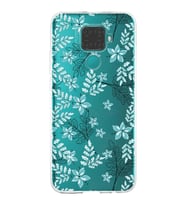 Huawei Mate 30 Lite Uyumlu Kapak Floral Su Yeşili Tasarımlı Şeffaf Silikon Kılıf